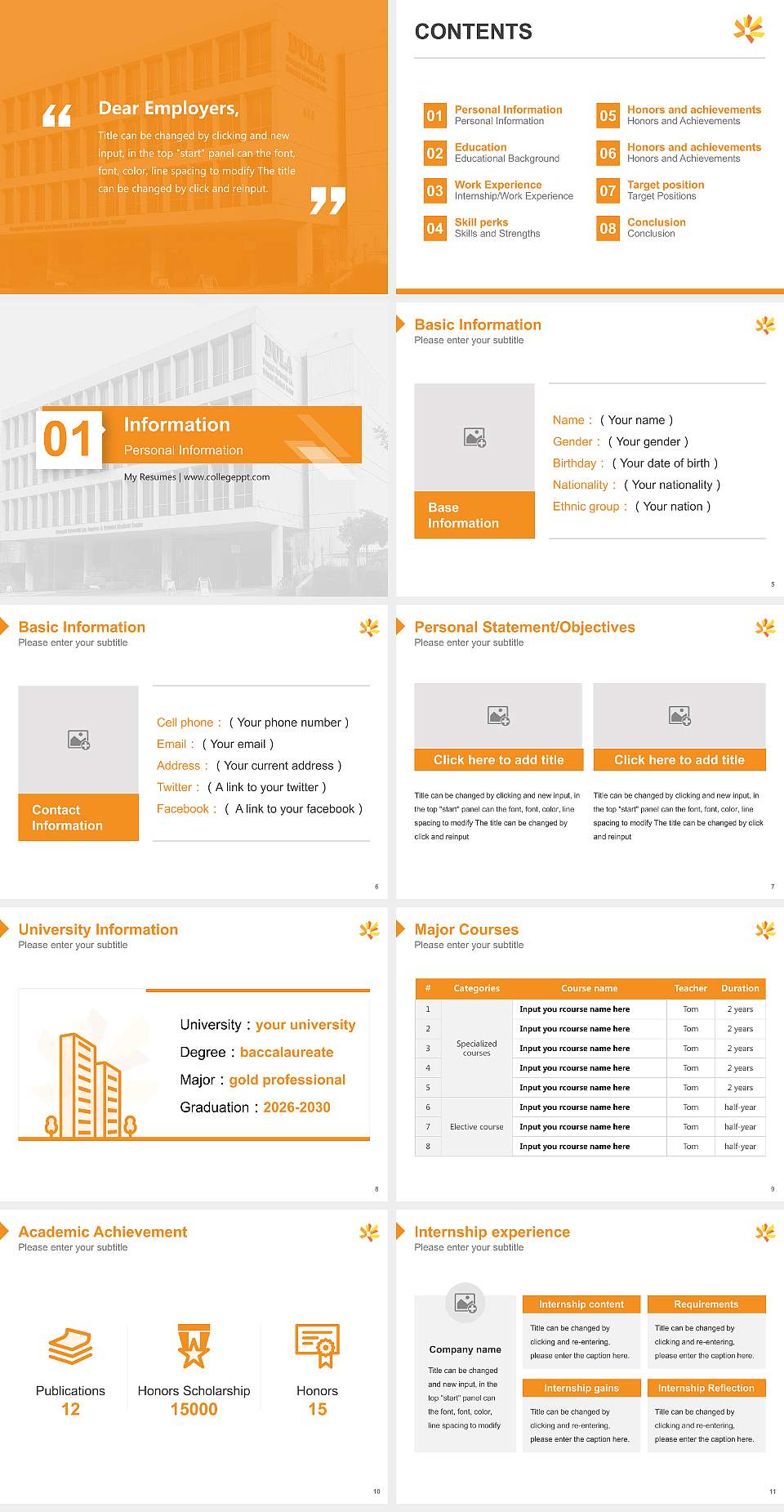 Dongguk University Los Angeles Resume PPT Template4:3 ratio PPT effect preview image2