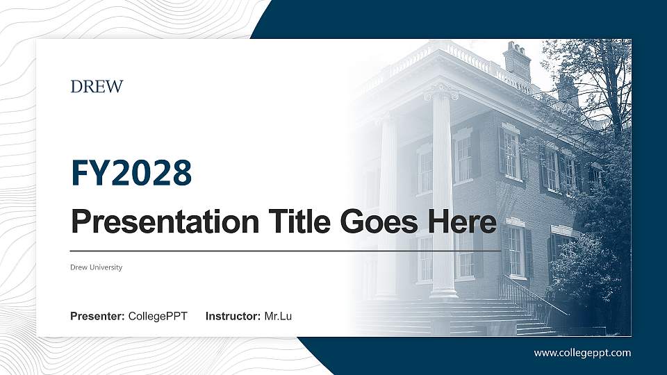 Drew University Academic Presentation/Research Findings Report PPT Template16:9 ratio PPT effect preview image