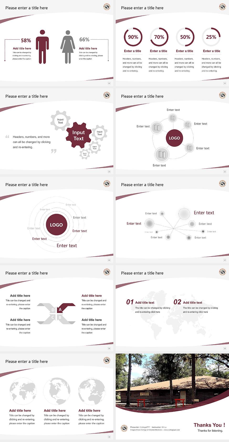 Dragon Rises College of Oriental Medicine Course/Courseware Creation PPT Template4:3 ratio PPT effect preview image4