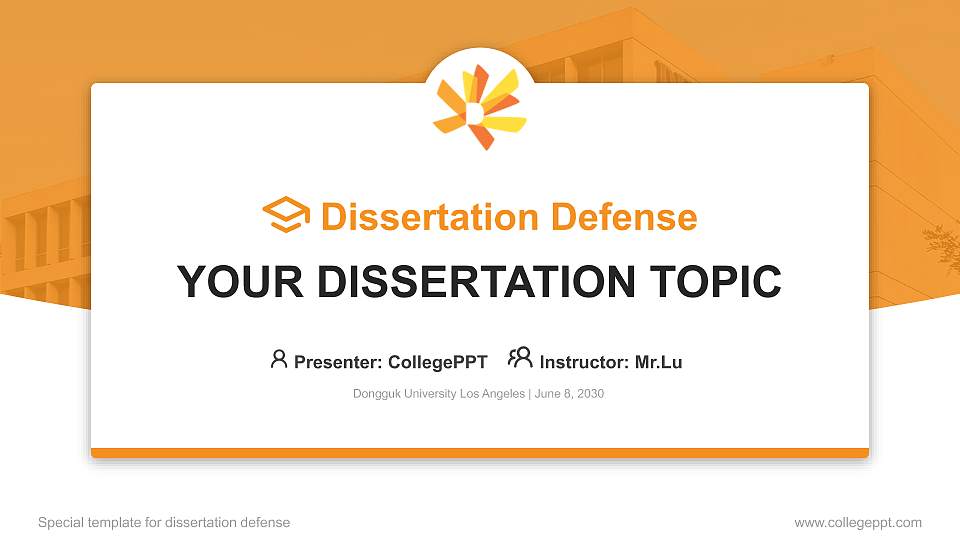 Dongguk University Los Angeles Graduation Thesis Defense PPT Template16:9 ratio PPT effect preview image