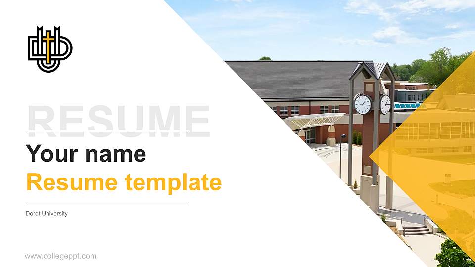 Dordt University Resume PPT Template16:9 ratio PPT effect preview image