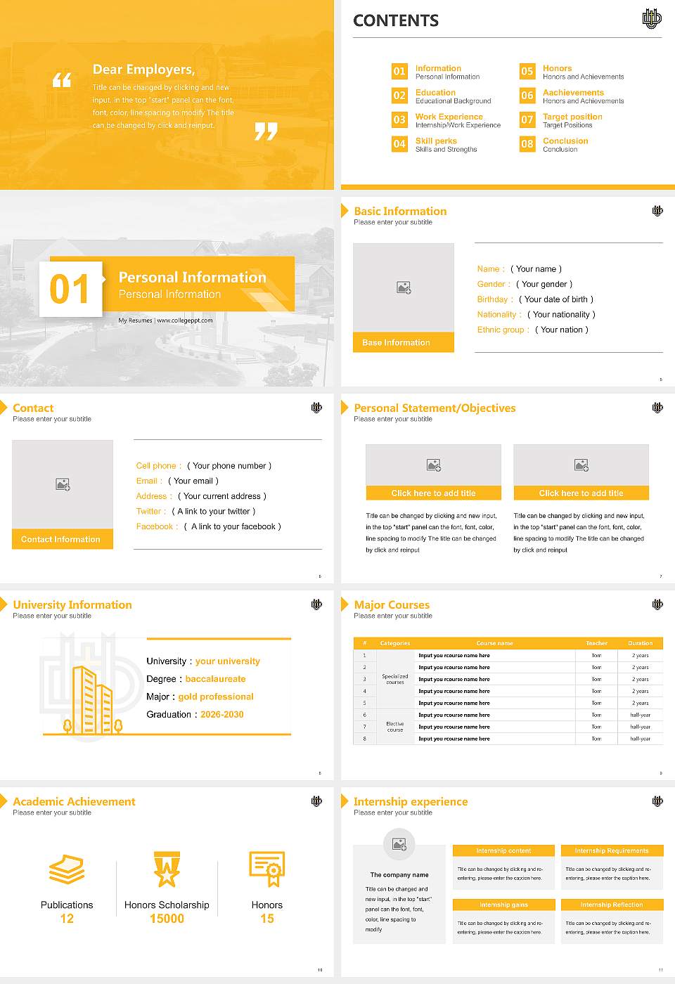 Dordt University Resume PPT Template16:9 ratio PPT effect preview image2