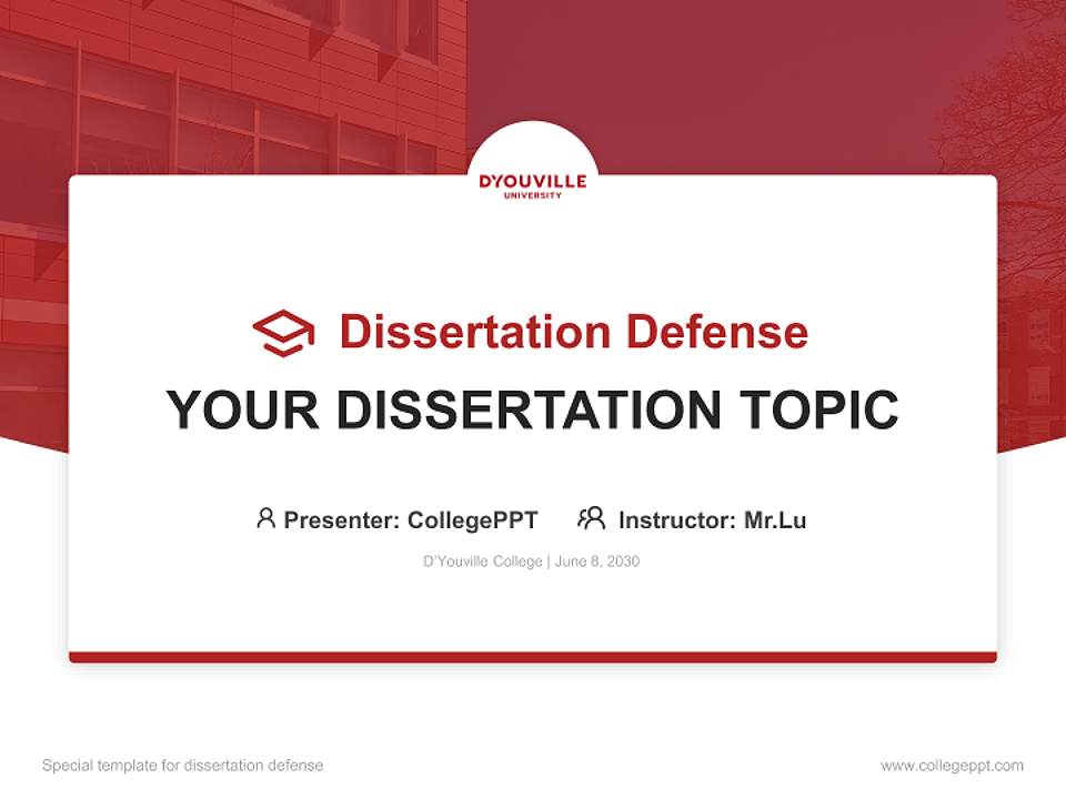 D’Youville College Graduation Thesis Defense PPT Template4:3 ratio PPT effect preview image7