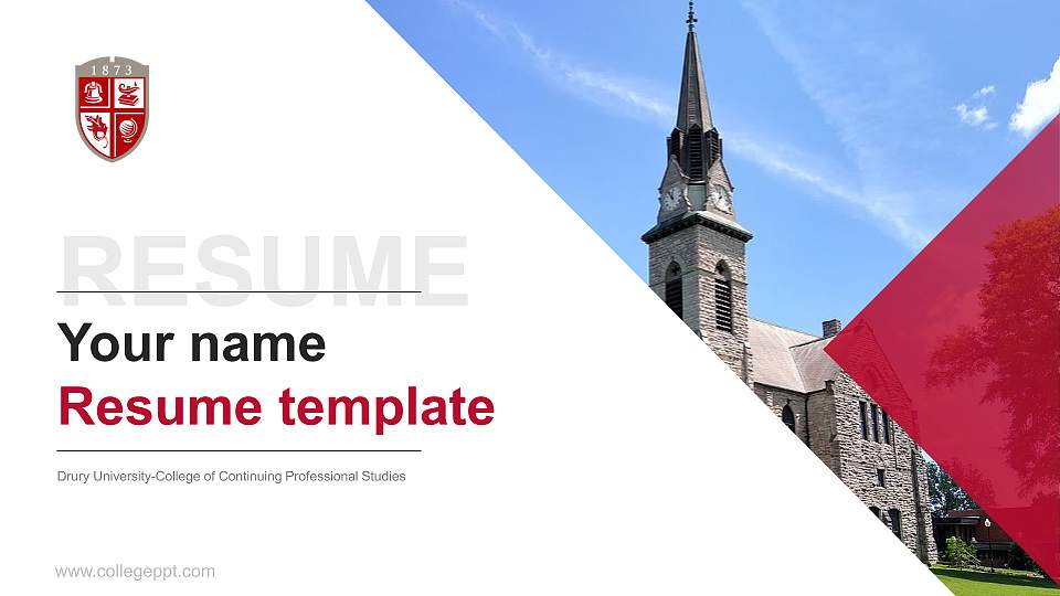 Drury University-College of Continuing Professional Studies Resume PPT Template16:9 ratio PPT effect preview image