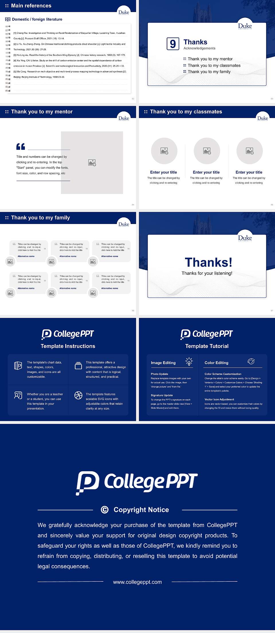 Duke University Graduation Thesis Defense PPT Template4:3 ratio PPT effect preview image7