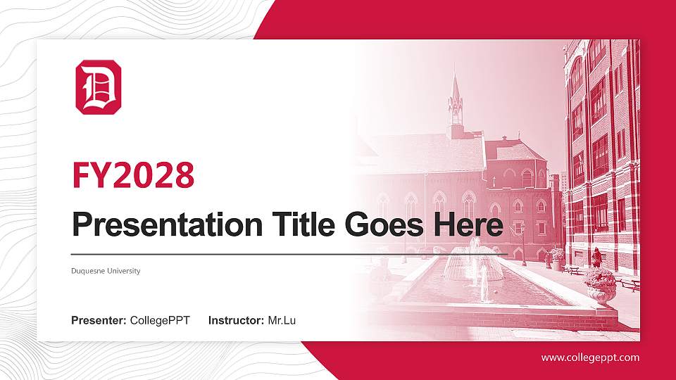 Duquesne University Academic Presentation/Research Findings Report PPT Template16:9 ratio PPT effect preview image1