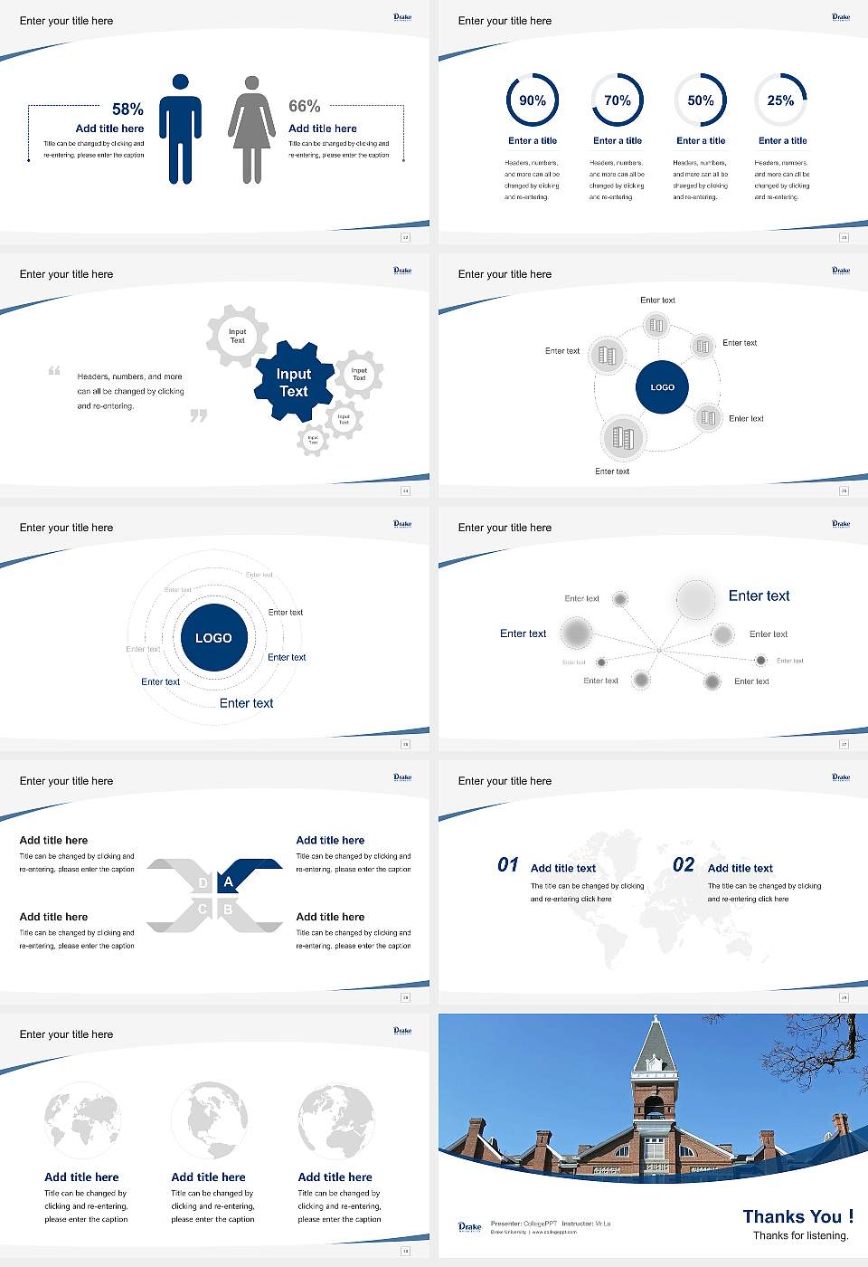 Drake University Course/Courseware Creation PPT Template16:9 ratio PPT effect preview image4