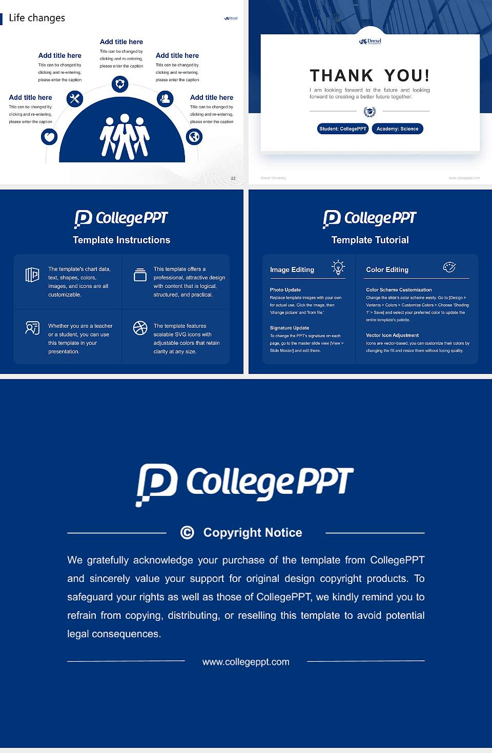 Drexel University National Scholarship Defense PPT Template4:3 ratio PPT effect preview image4
