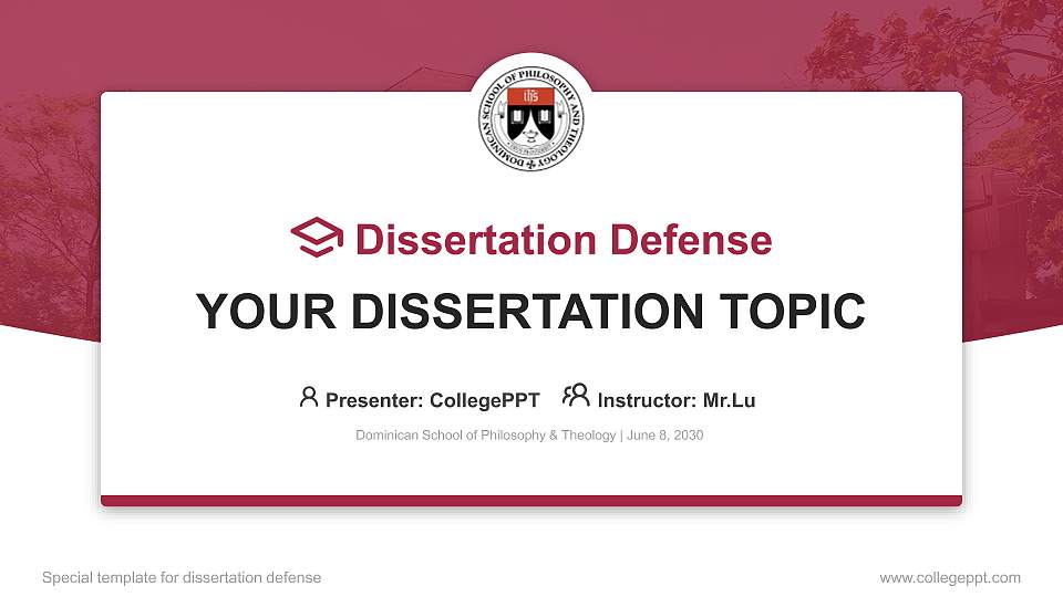 Dominican School of Philosophy & Theology Graduation Thesis Defense PPT Template16:9 ratio PPT effect preview image