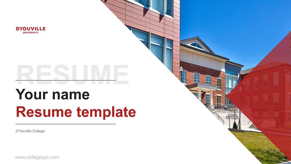D’Youville College Resume PPT Template16:9 ratio PPT effect preview image