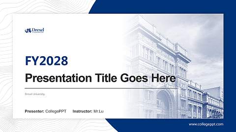Drexel University Academic Presentation/Research Findings Report PPT Template