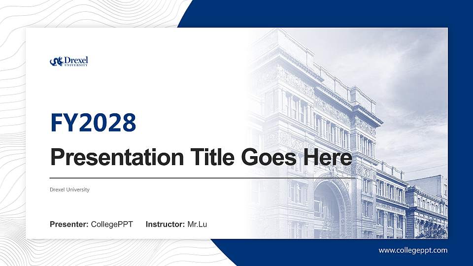 Drexel University Academic Presentation/Research Findings Report PPT Template16:9 ratio PPT effect preview image