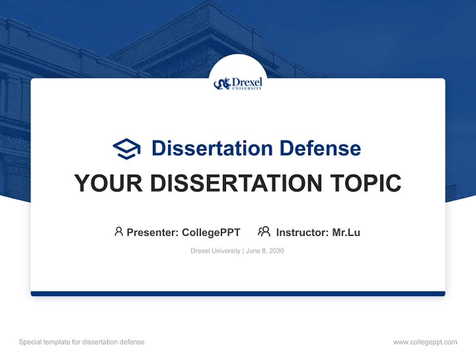 Drexel University Graduation Thesis Defense PPT Template4:3 ratio PPT effect preview image7