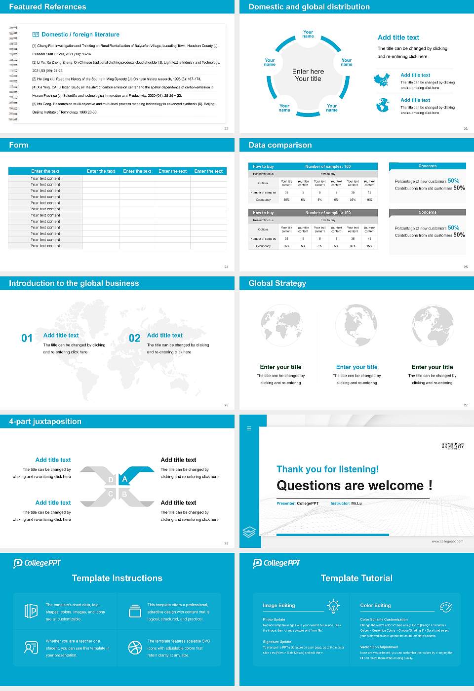Dominican University of California Thesis Proposal/Graduation Defense PPT Template16:9 ratio PPT effect preview image4
