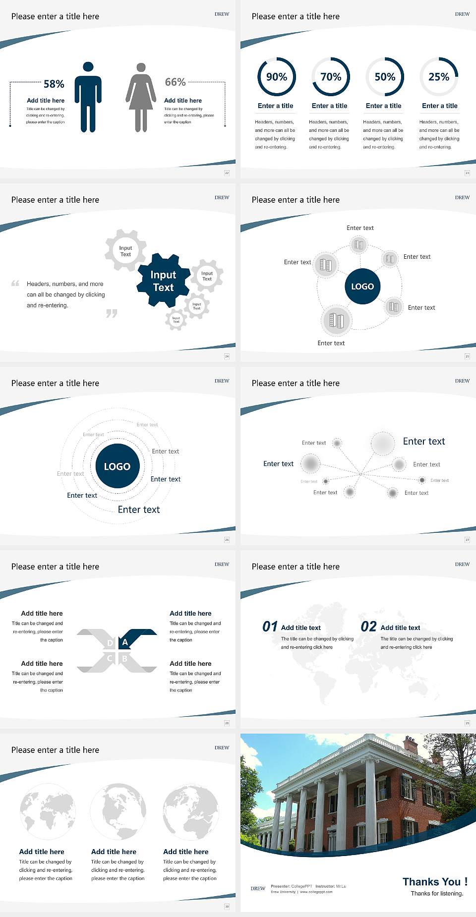 Drew University Course/Courseware Creation PPT Template4:3 ratio PPT effect preview image4
