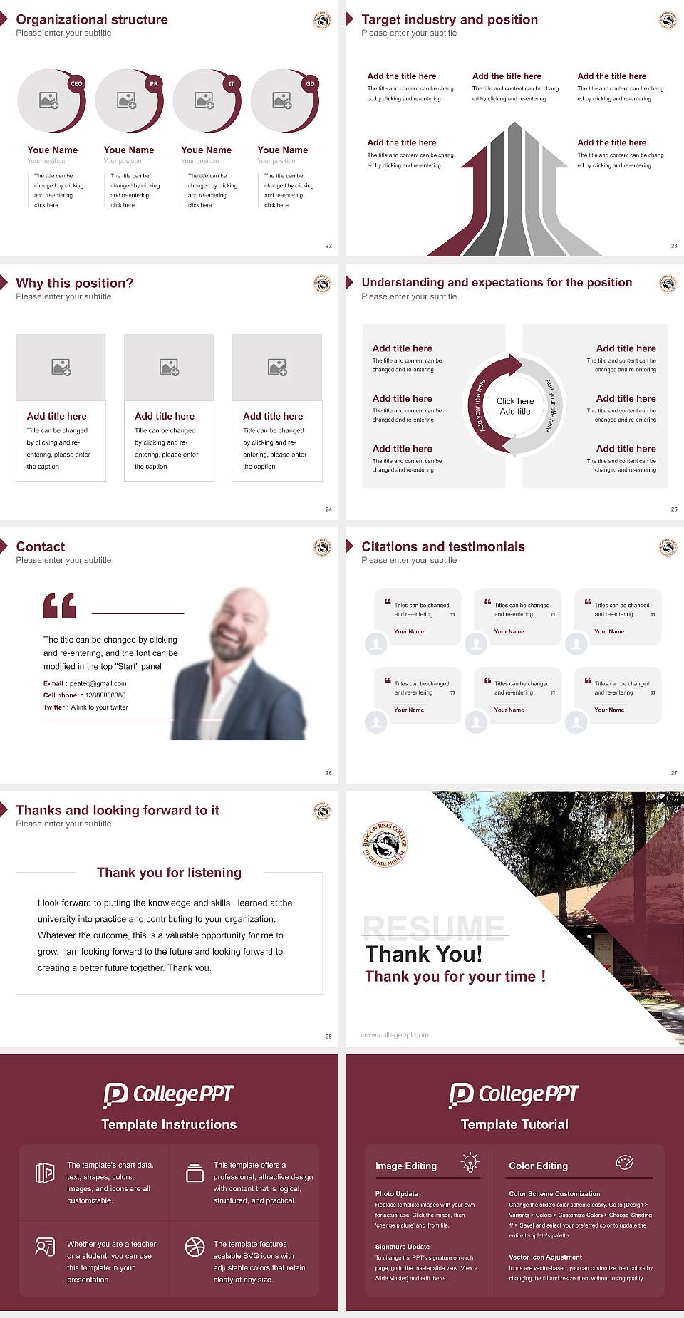 Dragon Rises College of Oriental Medicine Resume PPT Template4:3 ratio PPT effect preview image4