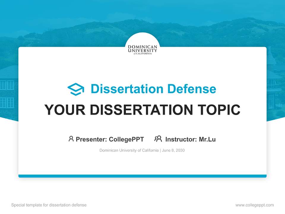 Dominican University of California Graduation Thesis Defense PPT Template4:3 ratio PPT effect preview image7