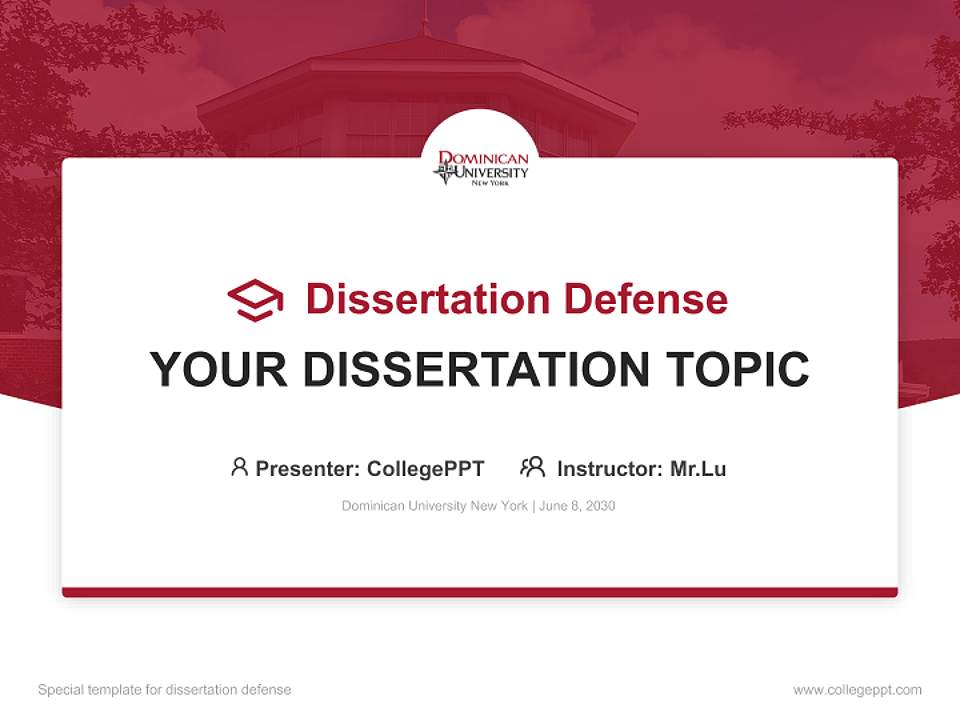 Dominican University New York Graduation Thesis Defense PPT Template4:3 ratio PPT effect preview image7