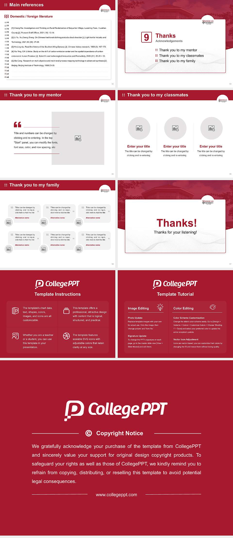Dominican University New York Graduation Thesis Defense PPT Template4:3 ratio PPT effect preview image7