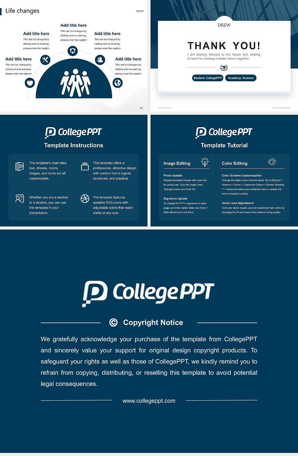 Drew University National Scholarship Defense PPT Template4:3 ratio PPT effect preview image4