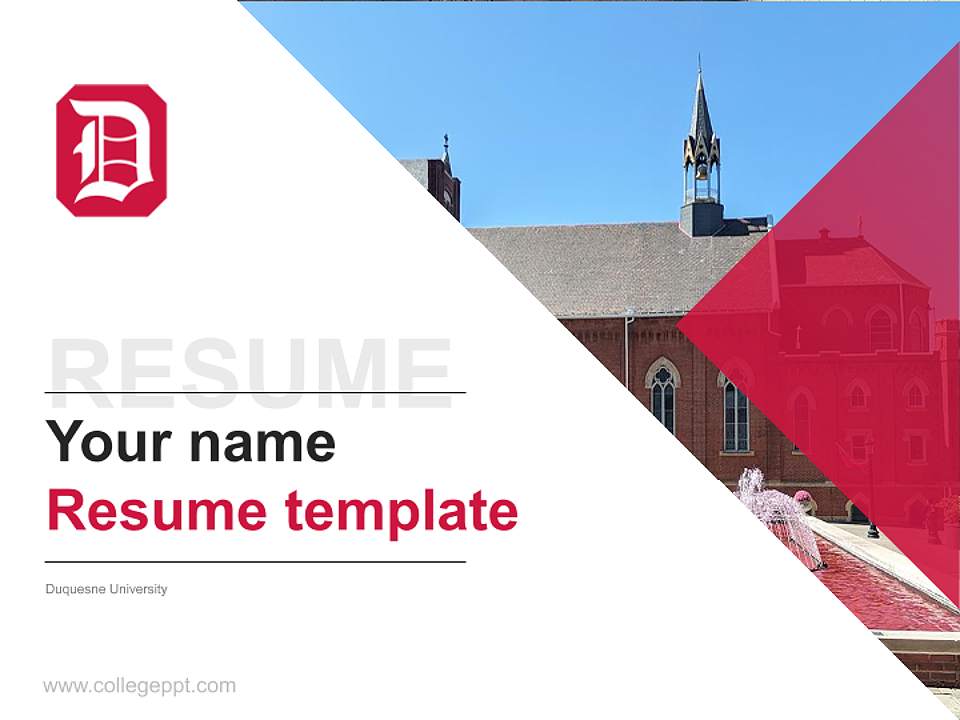 Duquesne University Resume PPT Template4:3 ratio PPT effect preview image5