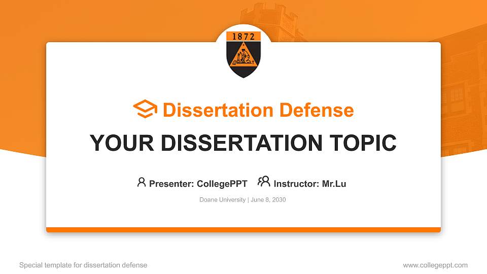 Doane University Graduation Thesis Defense PPT Template16:9 ratio PPT effect preview image
