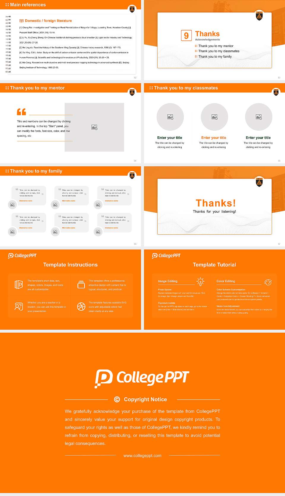 Doane University Graduation Thesis Defense PPT Template16:9 ratio PPT effect preview image7