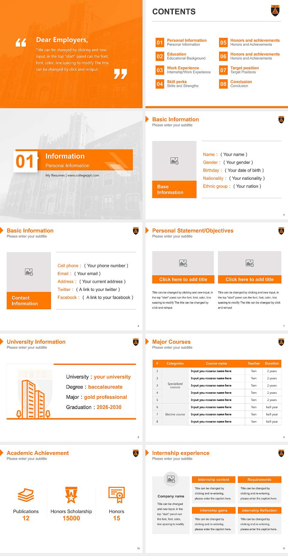 Doane University Resume PPT Template4:3 ratio PPT effect preview image2