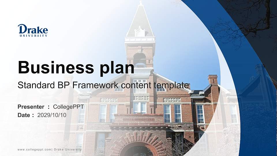 Drake University Competition/Entrepreneurship Contest PPT Template16:9 ratio PPT effect preview image
