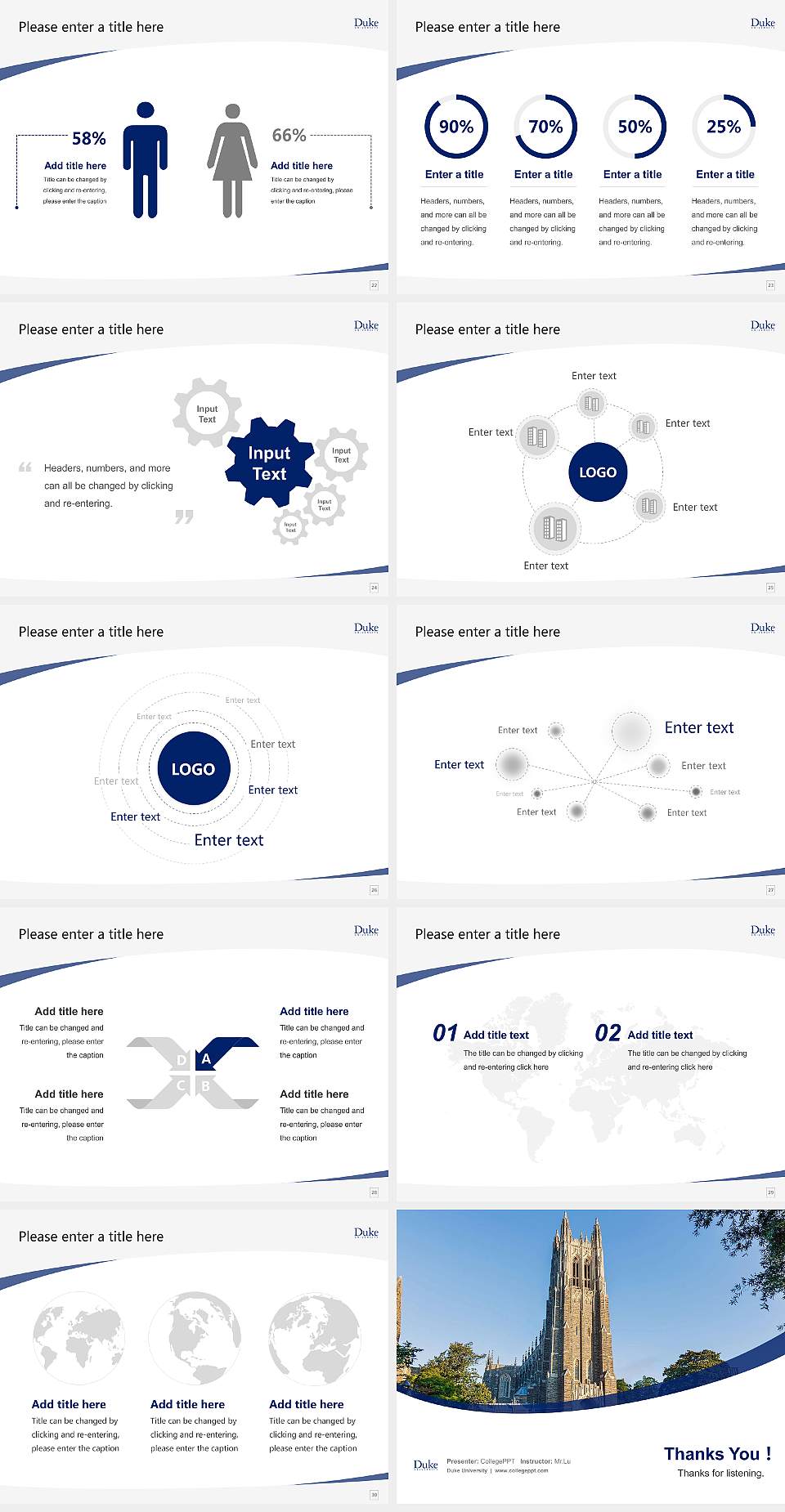 Duke University Course/Courseware Creation PPT Template4:3 ratio PPT effect preview image4