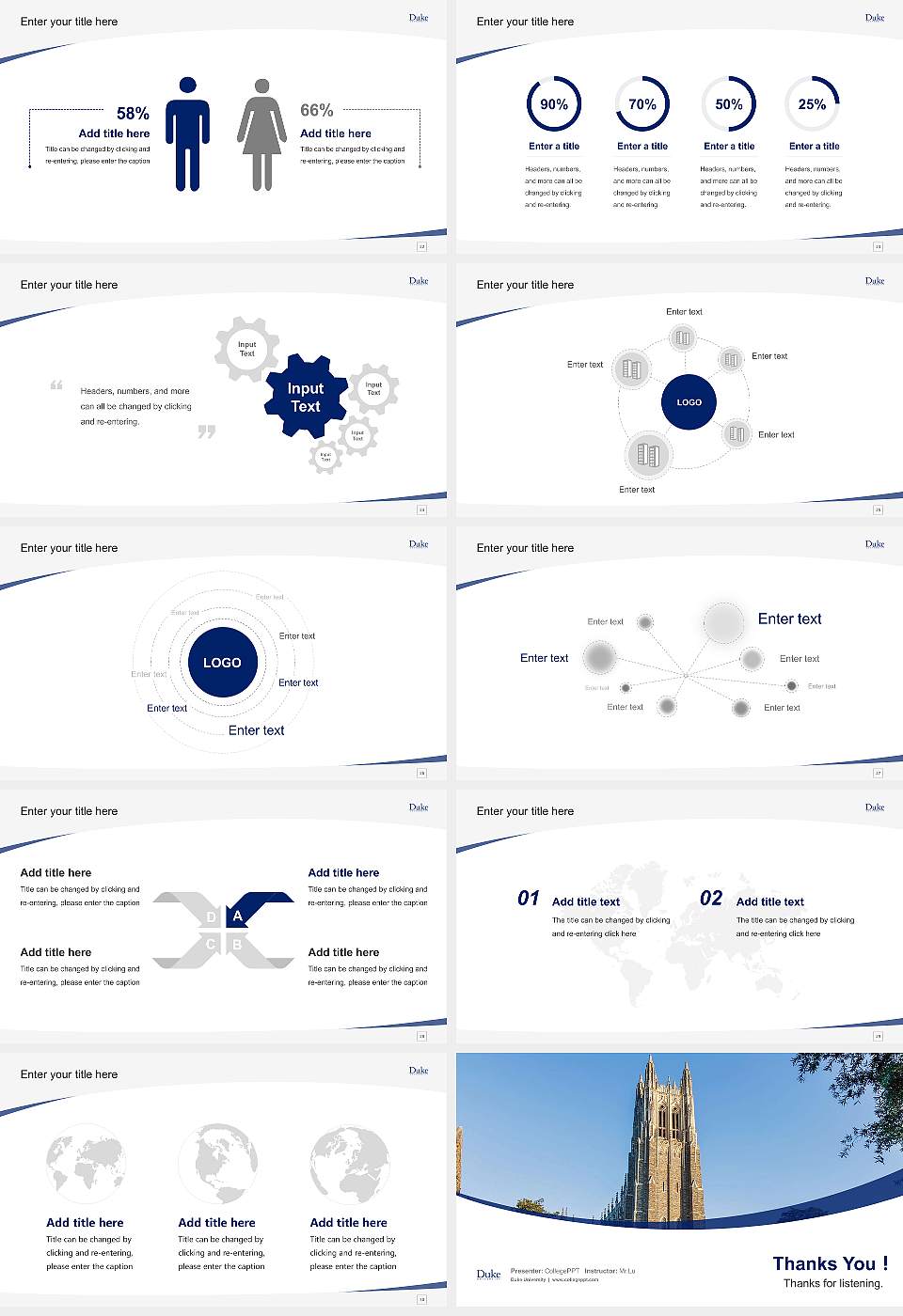 Duke University Course/Courseware Creation PPT Template16:9 ratio PPT effect preview image4