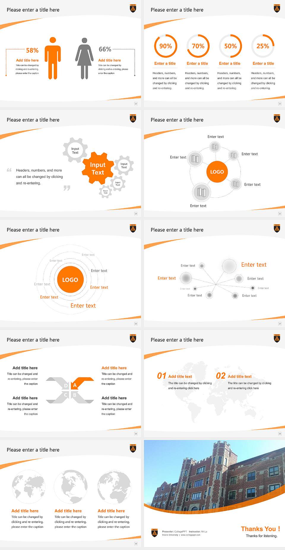 Doane University Course/Courseware Creation PPT Template4:3 ratio PPT effect preview image4