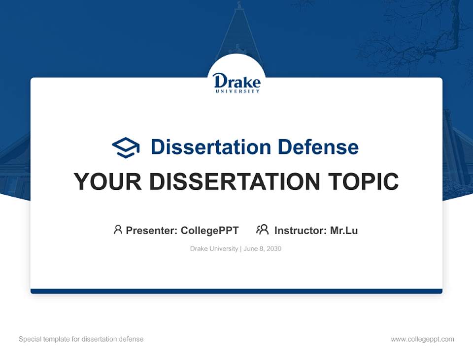 Drake University Graduation Thesis Defense PPT Template4:3 ratio PPT effect preview image7