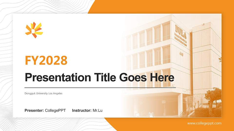 Dongguk University Los Angeles Academic Presentation/Research Findings Report PPT Template16:9 ratio PPT effect preview image