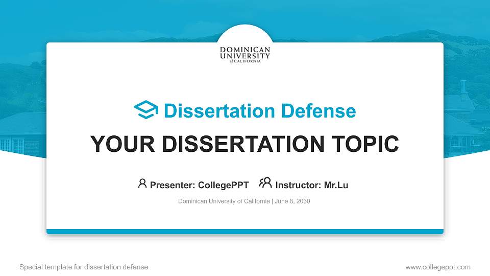 Dominican University of California Graduation Thesis Defense PPT Template16:9 ratio PPT effect preview image