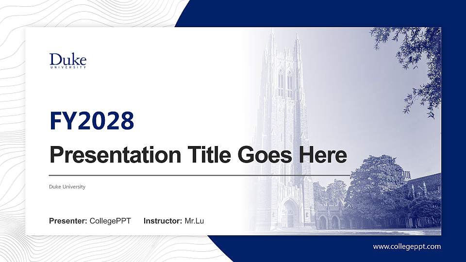 Duke University Academic Presentation/Research Findings Report PPT Template16:9 ratio PPT effect preview image1
