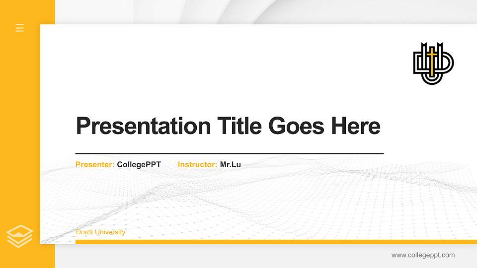 Dordt University Thesis Proposal/Graduation Defense PPT Template16:9 ratio PPT effect preview image