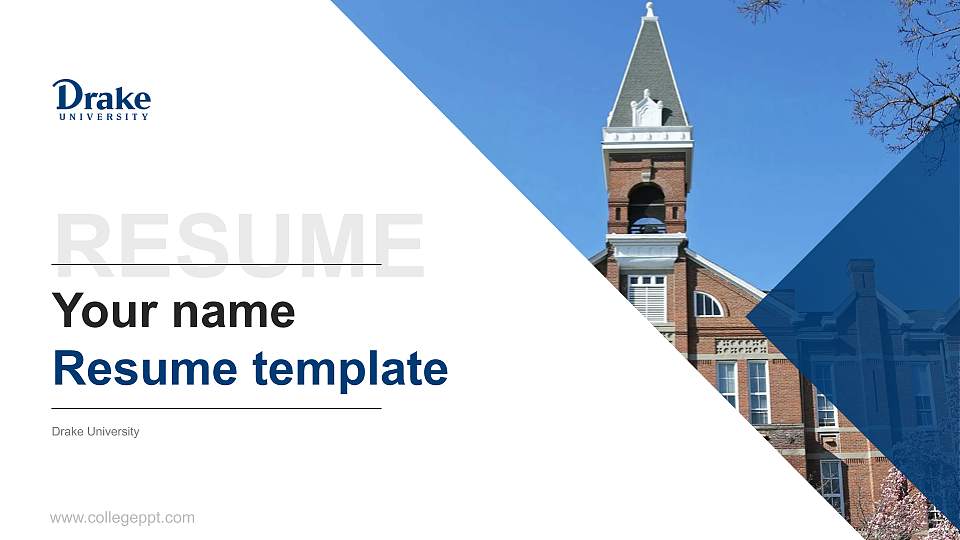 Drake University Resume PPT Template16:9 ratio PPT effect preview image