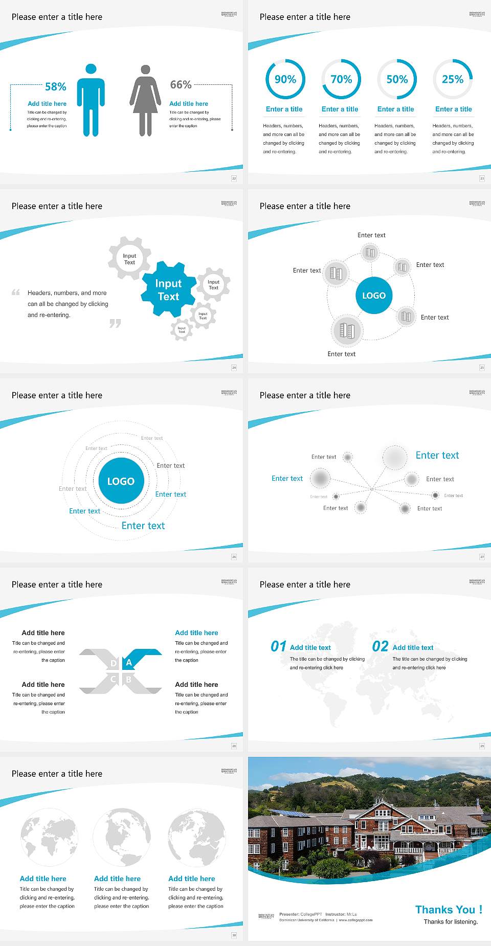 Dominican University of California Course/Courseware Creation PPT Template4:3 ratio PPT effect preview image4