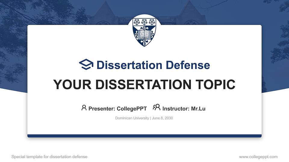 Dominican University Graduation Thesis Defense PPT Template16:9 ratio PPT effect preview image