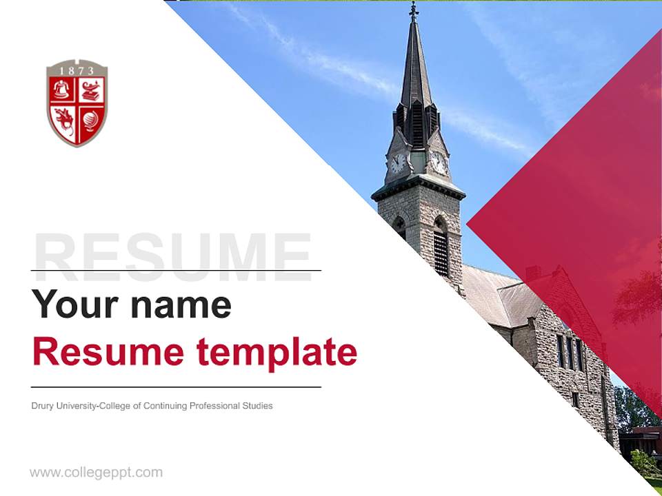 Drury University-College of Continuing Professional Studies Resume PPT Template4:3 ratio PPT effect preview image5