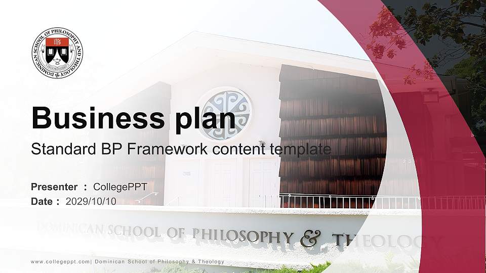 Dominican School of Philosophy & Theology Competition/Entrepreneurship Contest PPT Template16:9 ratio PPT effect preview image