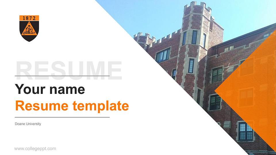 Doane University Resume PPT Template16:9 ratio PPT effect preview image