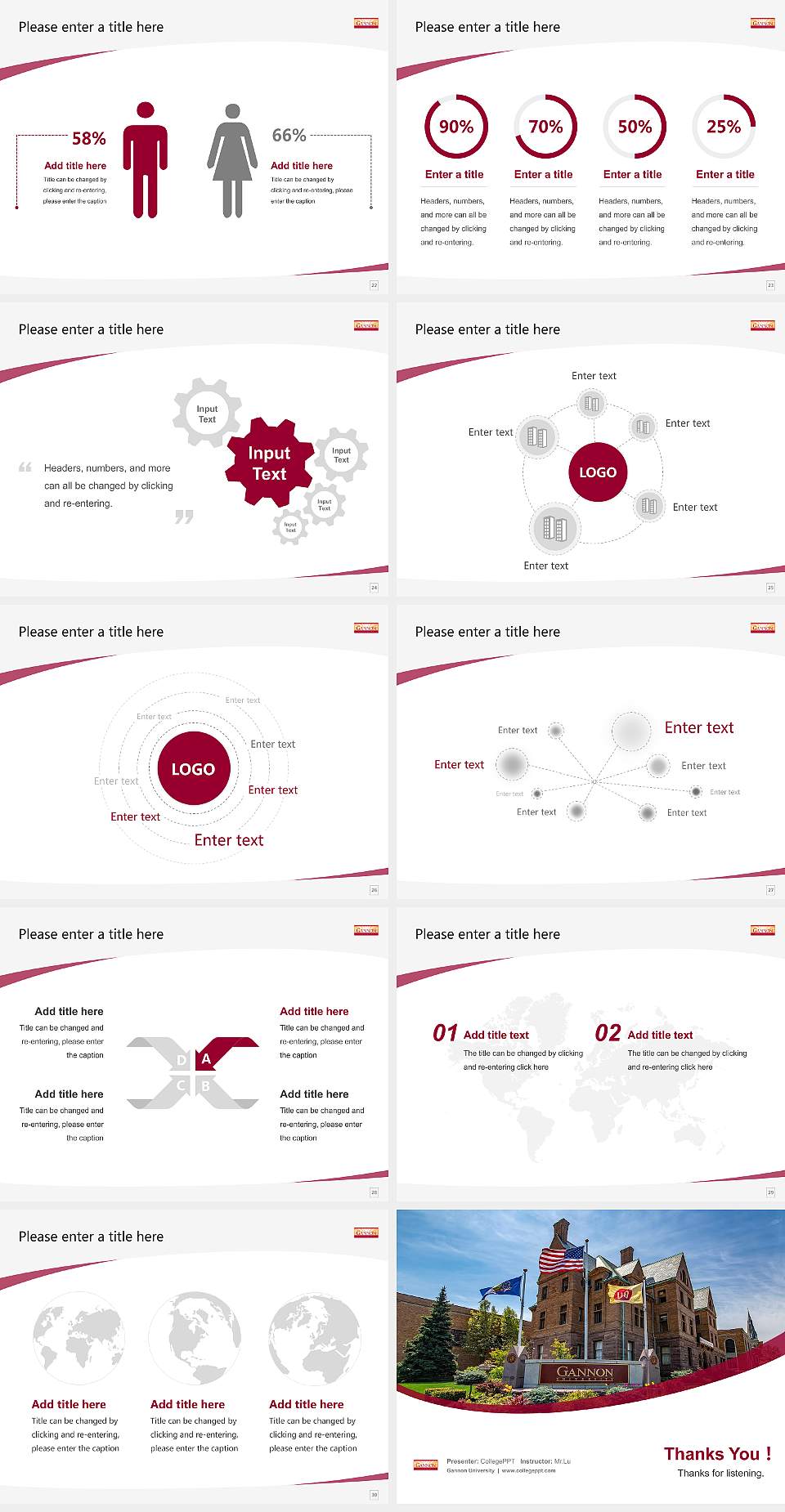 Gannon University Course/Courseware Creation PPT Template4:3 ratio PPT effect preview image4