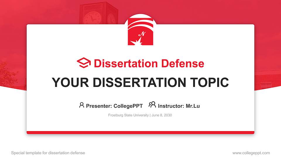Frostburg State University Graduation Thesis Defense PPT Template16:9 ratio PPT effect preview image