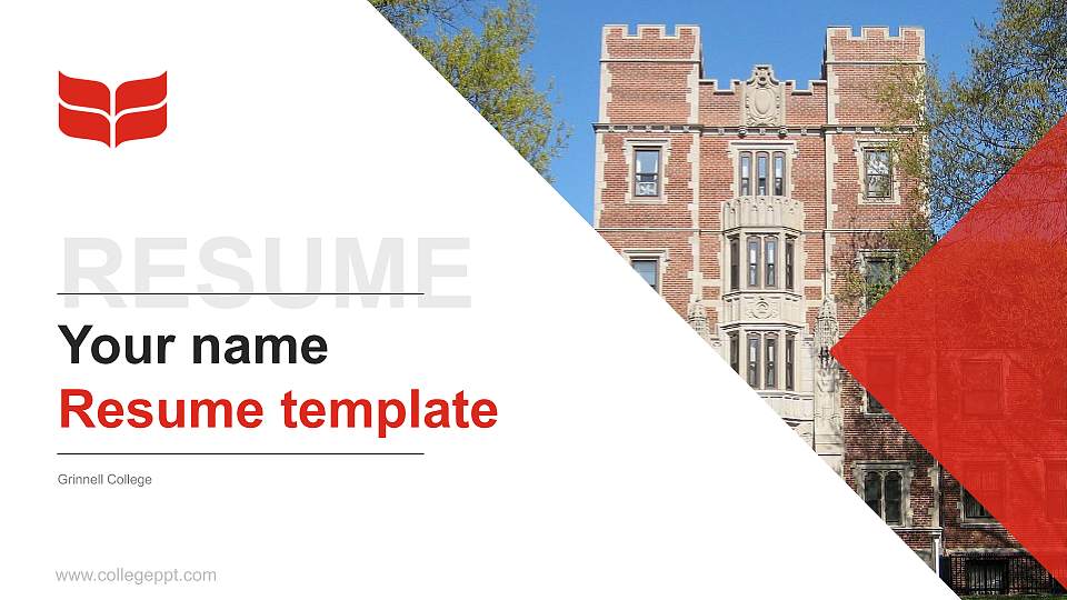 Grinnell College Resume PPT Template16:9 ratio PPT effect preview image