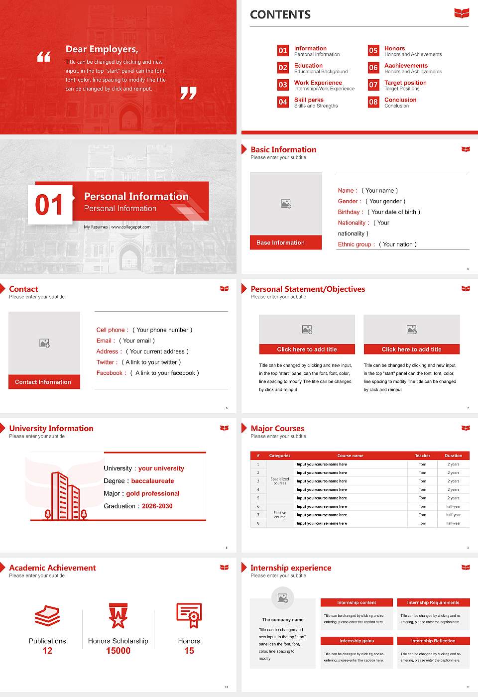 Grinnell College Resume PPT Template16:9 ratio PPT effect preview image2