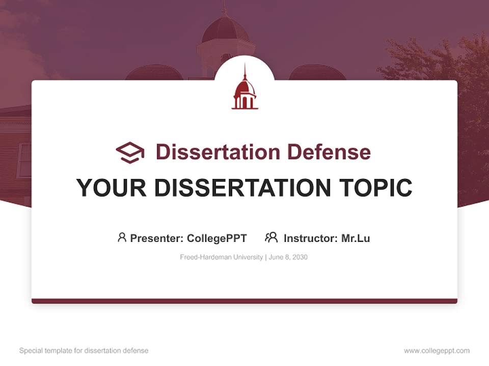 Freed-Hardeman University Graduation Thesis Defense PPT Template4:3 ratio PPT effect preview image7