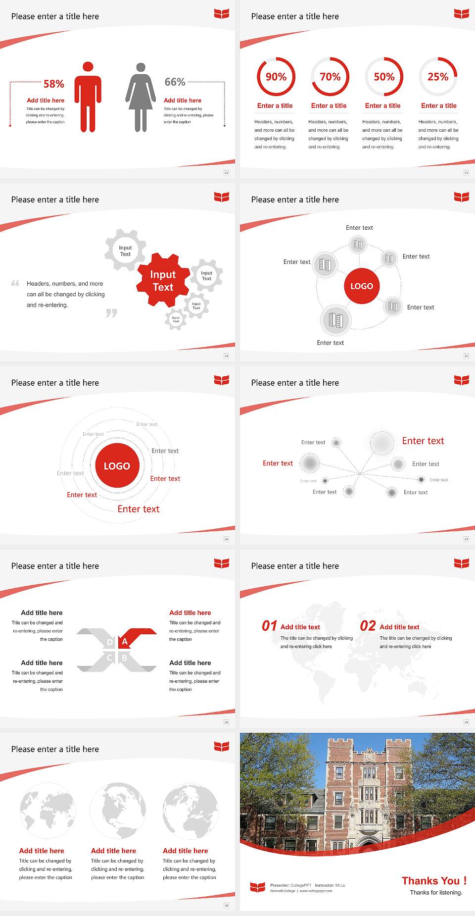 Grinnell College Course/Courseware Creation PPT Template4:3 ratio PPT effect preview image4