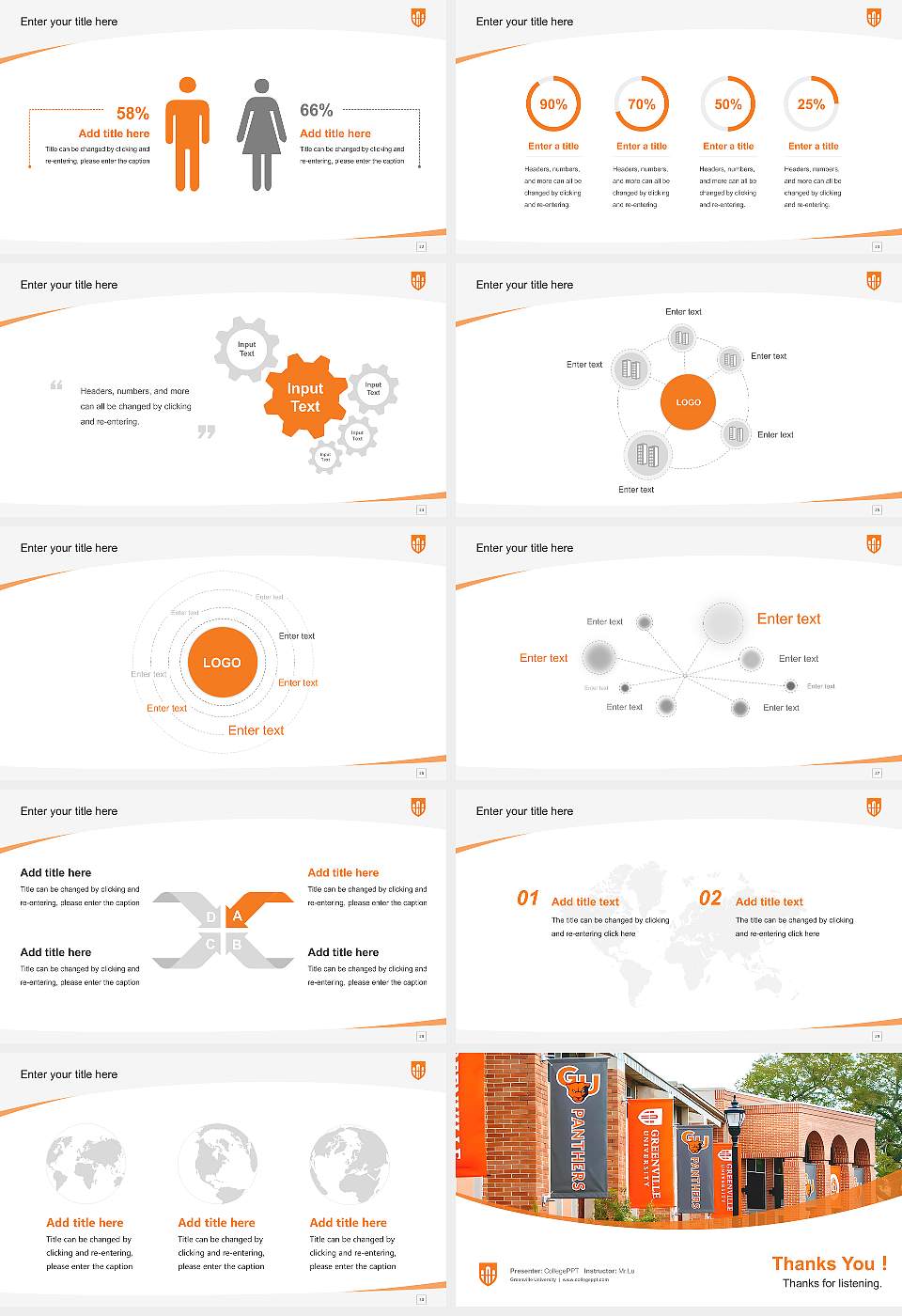 Greenville University Course/Courseware Creation PPT Template16:9 ratio PPT effect preview image4